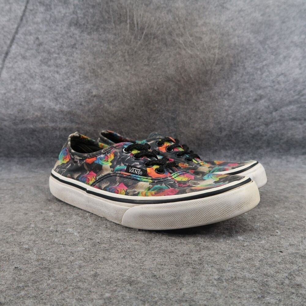 Vans Shoes Kids 3 Sneakers Authentic Low Skate Neon Roses Lace Up Casual Active